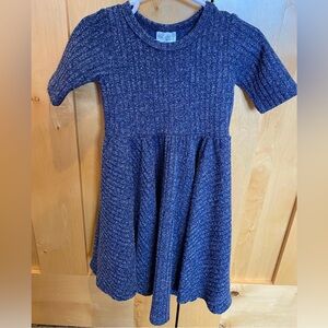 Miliana Stylish Blue Sparkly Ribbed Kids Dress